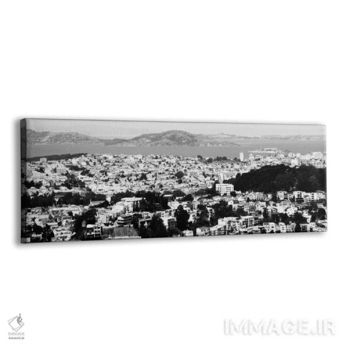 تابلو نمای پانورامای آسماننمای سانفرانسیسکو (سیاه و سفید) اثر هنرمند ناشناس - نمای پرسپکتیو محصول