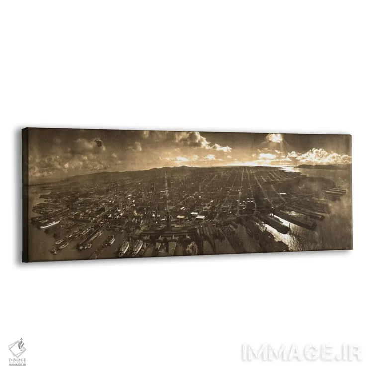 تابلو نمای پانورامای آسماننمای سانفرانسیسکو (سپیا) اثر هنرمند ناشناس - نمای پرسپکتیو محصول
