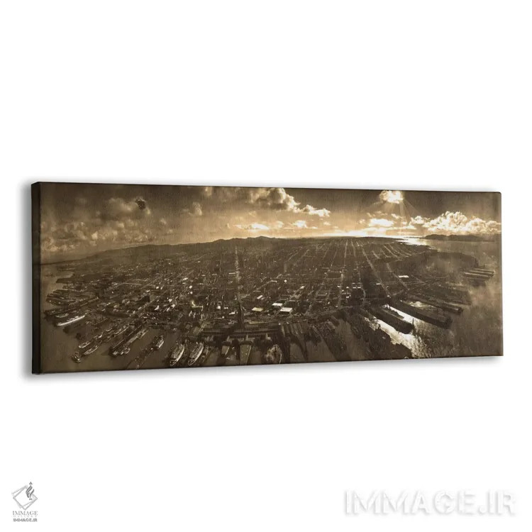تابلو نمای پانورامای آسماننمای سانفرانسیسکو (سپیا) اثر هنرمند ناشناس - نمای پرسپکتیو محصول