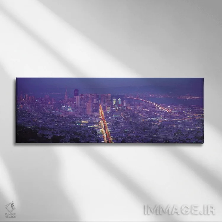 تابلو نمای پانورامای آسماننمای سانفرانسیسکو (غروب) اثر هنرمند ناشناس - نمای روبهرو روی دیوار