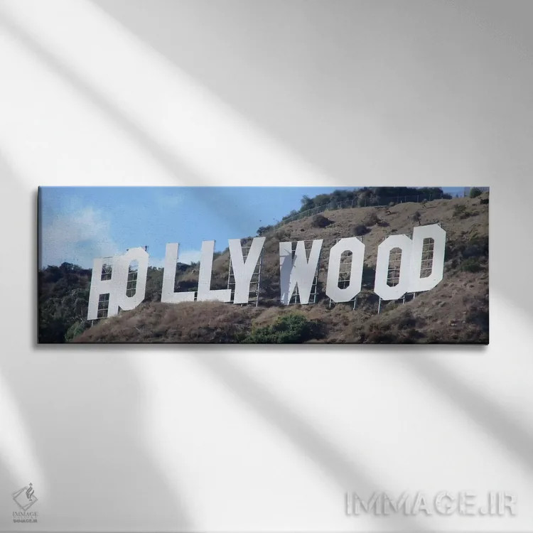 تابلو نمای پانورامای آسماننمای هالیوود (تابلو) اثر هنرمند ناشناس - نمای روبهرو روی دیوار