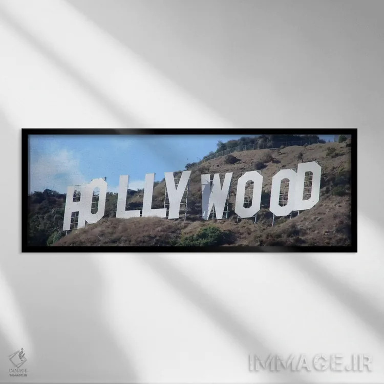 تابلو نمای پانورامای آسماننمای هالیوود (تابلو) اثر هنرمند ناشناس - نمای قابدار مشکی