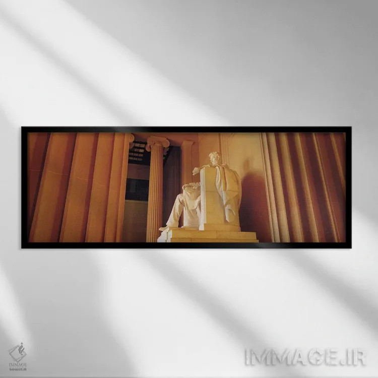 تابلو نمای پانورامای آسماننمای واشنگتن (بنای یادبود لینکلن) اثر هنرمند ناشناس - نمای قابدار مشکی