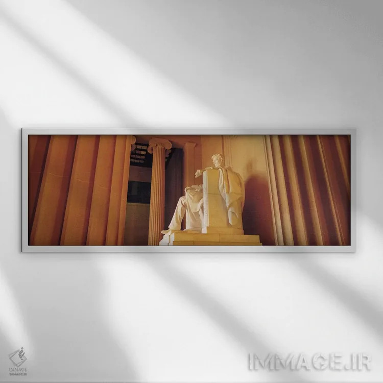 تابلو نمای پانورامای آسماننمای واشنگتن (بنای یادبود لینکلن) اثر هنرمند ناشناس - نمای قابدار سفید