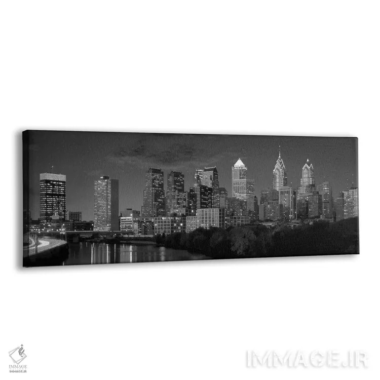 تابلو نمای پانورامای آسماننمای فیلادلفیا (سیاه و سفید) اثر هنرمند ناشناس - نمای پرسپکتیو محصول
