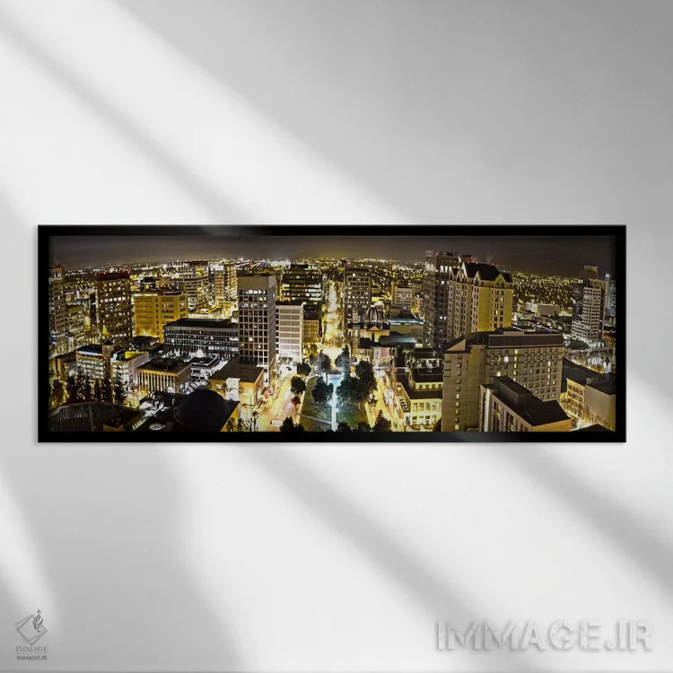 تابلو نمای پانورامای آسماننمای سنخوزه (نمای شب) اثر هنرمند ناشناس - نمای قابدار مشکی