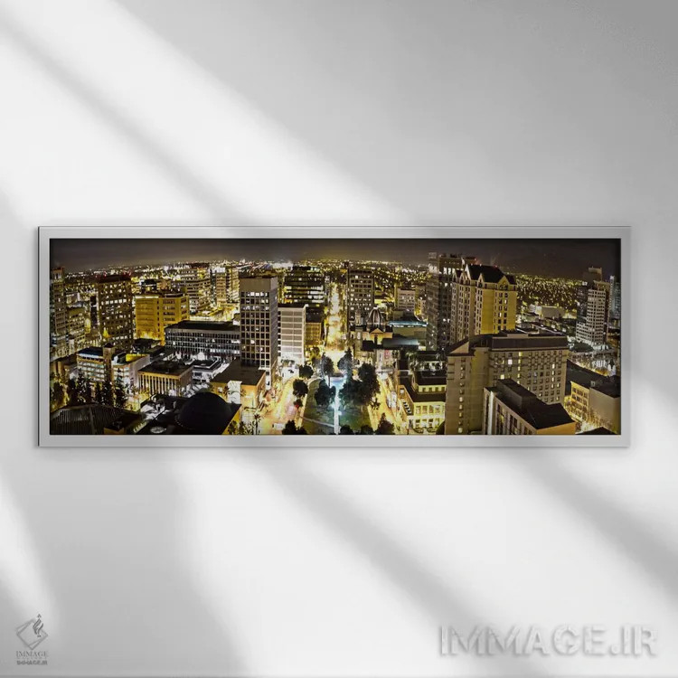 تابلو نمای پانورامای آسماننمای سنخوزه (نمای شب) اثر هنرمند ناشناس - نمای قابدار سفید