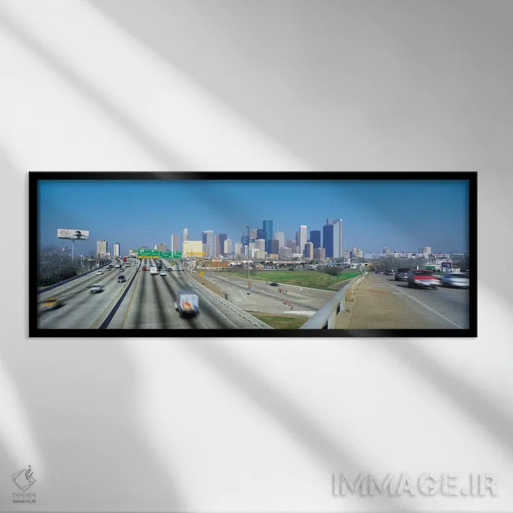 تابلو نمای پانورامای آسماننمای هیوستون اثر هنرمند ناشناس - نمای قابدار مشکی