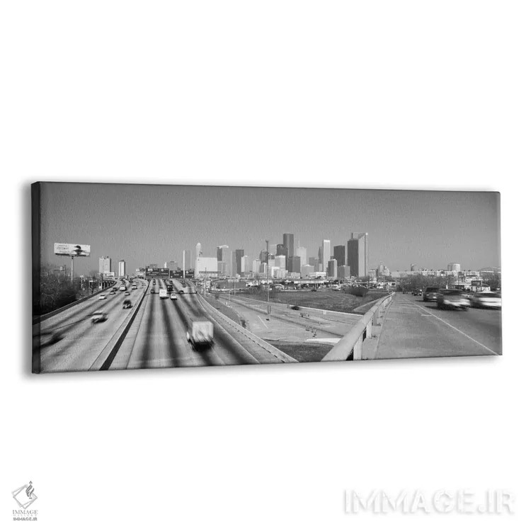 تابلو نمای پانورامای آسماننمای هیوستون (سیاه و سفید) اثر هنرمند ناشناس - نمای پرسپکتیو محصول