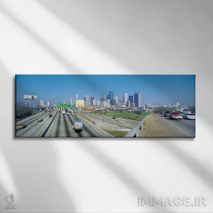 تابلو نمای پانورامای آسماننمای هیوستون اثر هنرمند ناشناس - نمای روبهرو روی دیوار