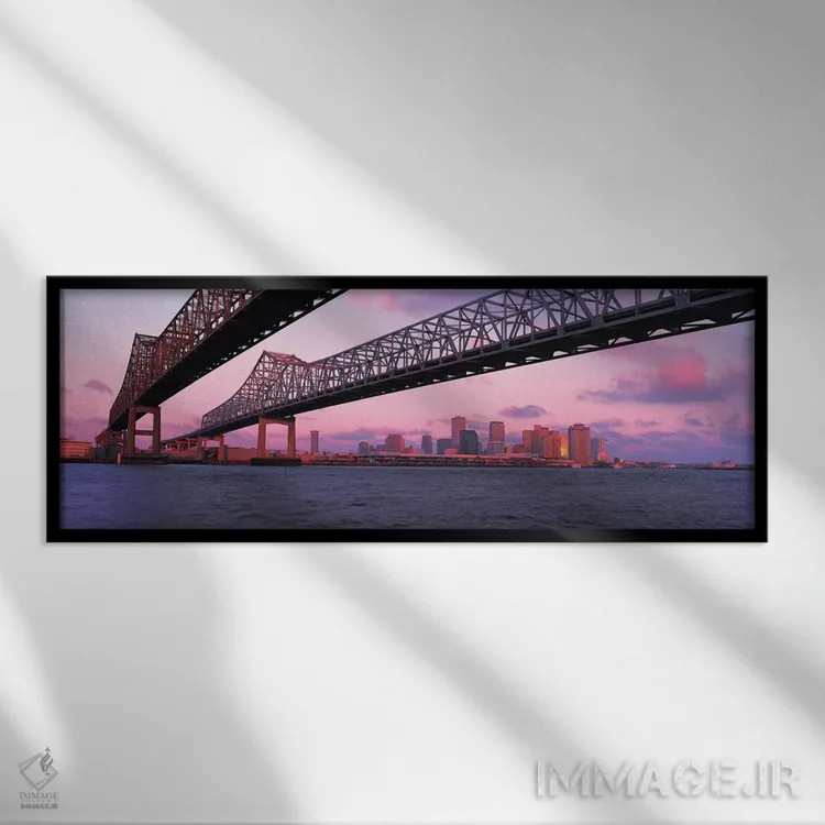 تابلو نمای پانورامای آسماننمای نولا (پل) اثر هنرمند ناشناس - نمای قابدار مشکی