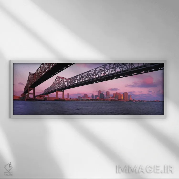 تابلو نمای پانورامای آسماننمای نولا (پل) اثر هنرمند ناشناس - نمای قابدار سفید