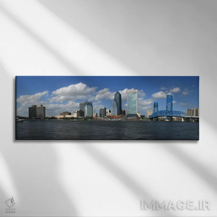 تابلو نمای پانورامای آسماننمای جکسونویل اثر هنرمند ناشناس - نمای روبهرو روی دیوار