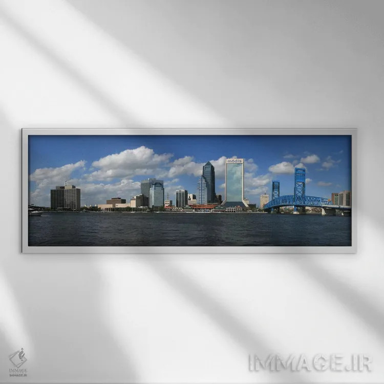 تابلو نمای پانورامای آسماننمای جکسونویل اثر هنرمند ناشناس - نمای قابدار سفید