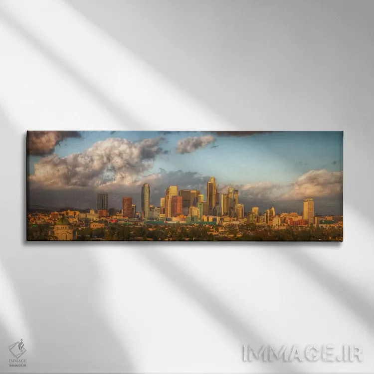 تابلو نمای پانورامای آسماننمای لسآنجلس اثر هنرمند ناشناس - نمای روبهرو روی دیوار