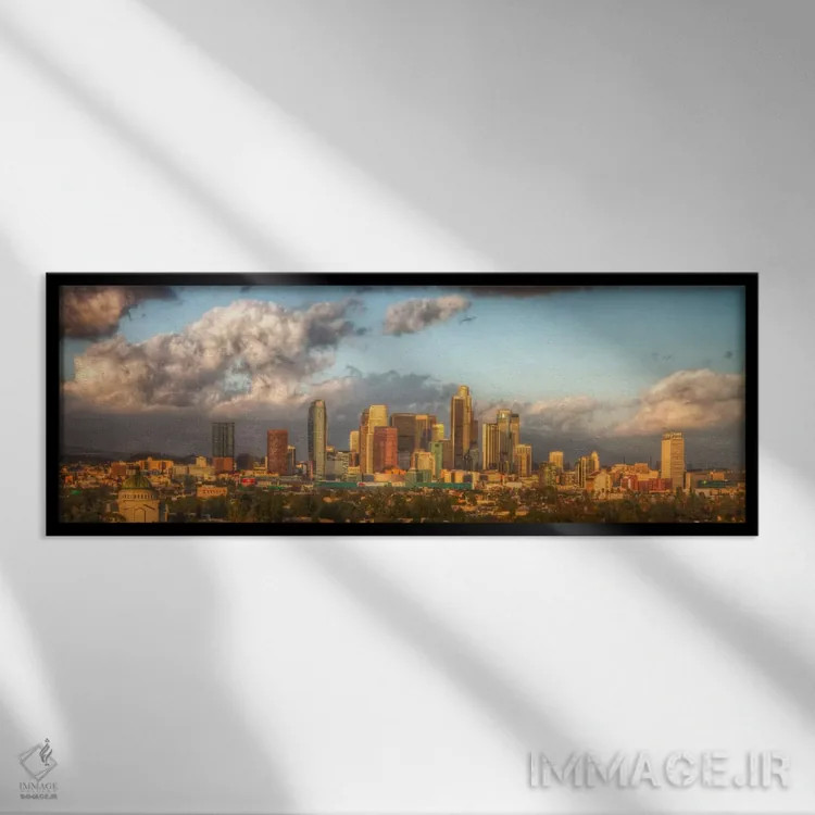 تابلو نمای پانورامای آسماننمای لسآنجلس اثر هنرمند ناشناس - نمای قابدار مشکی