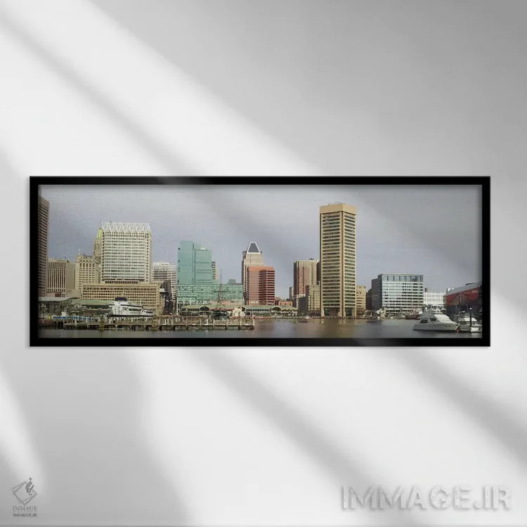 تابلو نمای پانورامای آسماننمای بالتیمور اثر هنرمند ناشناس - نمای قابدار مشکی