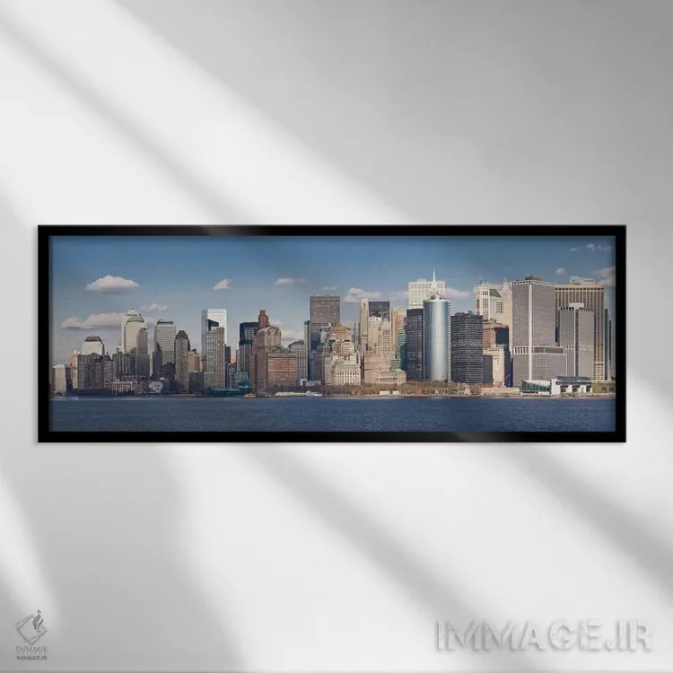 تابلو نمای پانورامای آسماننمای نیویورک اثر هنرمند ناشناس - نمای قابدار مشکی