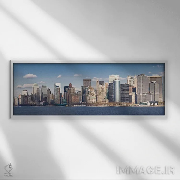 تابلو نمای پانورامای آسماننمای نیویورک اثر هنرمند ناشناس - نمای قابدار سفید