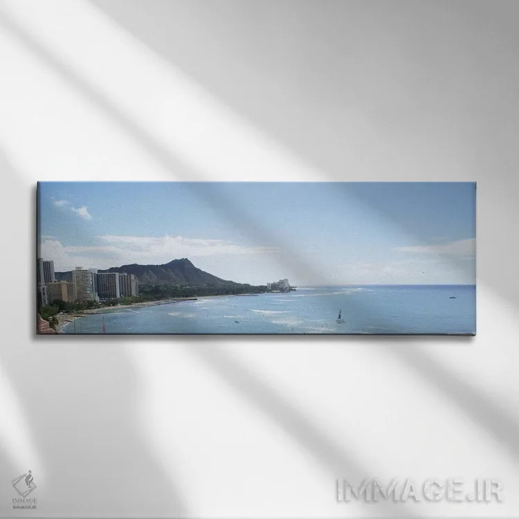 تابلو نمای پانورامای آسماننمای هونولولو اثر هنرمند ناشناس - نمای روبهرو روی دیوار