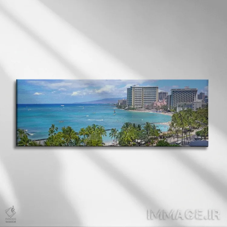 تابلو نمای پانورامای آسماننمای هونولولو اثر هنرمند ناشناس - نمای روبهرو روی دیوار