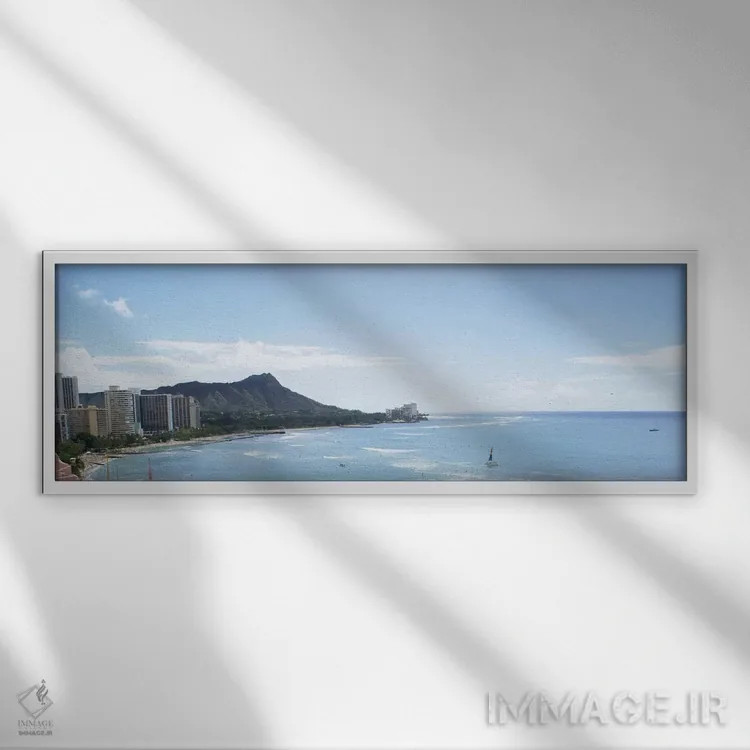 تابلو نمای پانورامای آسماننمای هونولولو اثر هنرمند ناشناس - نمای قابدار سفید