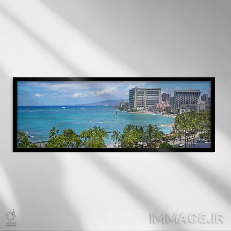 تابلو نمای پانورامای آسماننمای هونولولو اثر هنرمند ناشناس - نمای قابدار مشکی