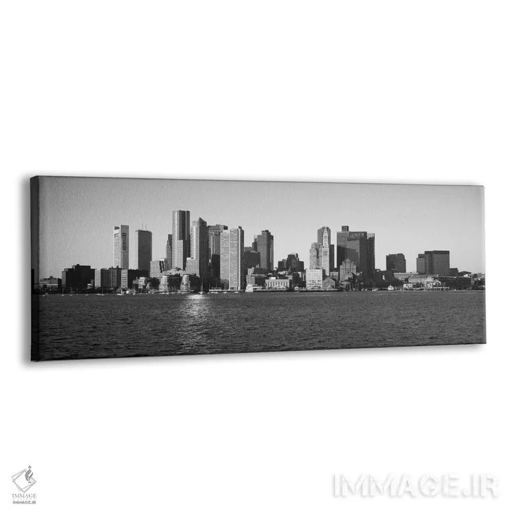 تابلو نمای پانورامای آسماننمای بوستون (سیاه و سفید) اثر هنرمند ناشناس - نمای پرسپکتیو محصول