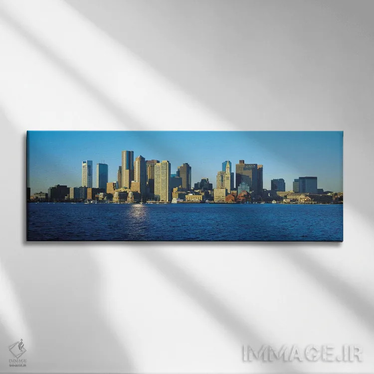 تابلو نمای پانورامای آسماننمای بوستون اثر هنرمند ناشناس - نمای روبهرو روی دیوار