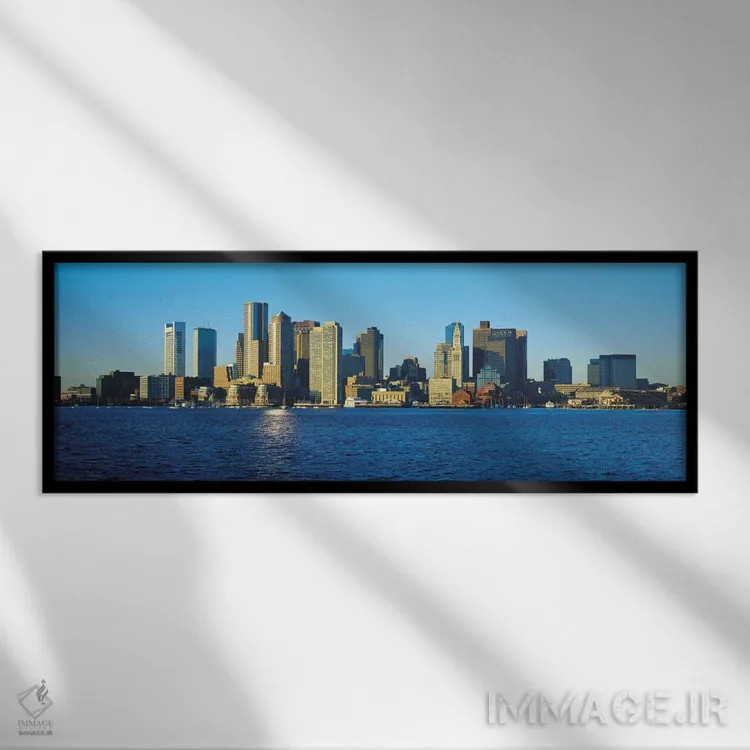 تابلو نمای پانورامای آسماننمای بوستون اثر هنرمند ناشناس - نمای قابدار مشکی