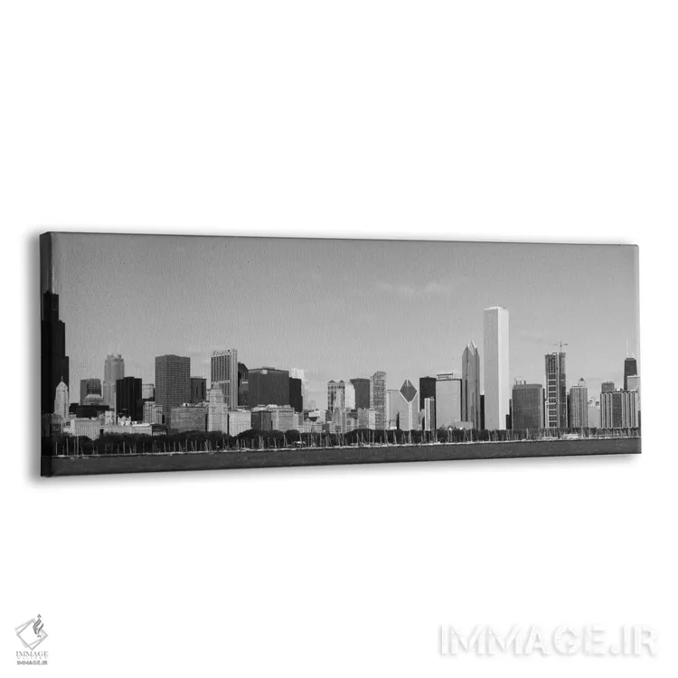 تابلو نمای پانورامای آسماننمای شیکاگو (سیاه و سفید) اثر هنرمند ناشناس - نمای پرسپکتیو محصول