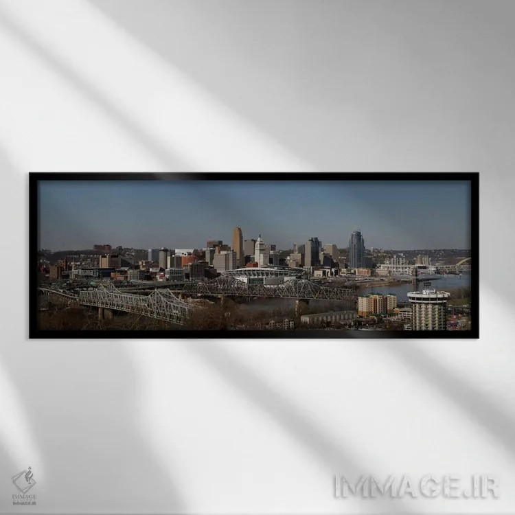 تابلو نمای پانورامای آسماننمای سینسیناتی اثر هنرمند ناشناس - نمای قابدار مشکی