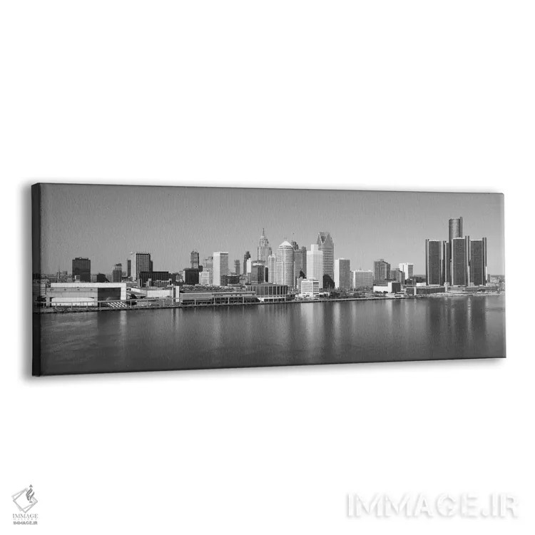تابلو نمای پانورامای آسماننمای دیترویت (سیاه و سفید) اثر هنرمند ناشناس - نمای پرسپکتیو محصول