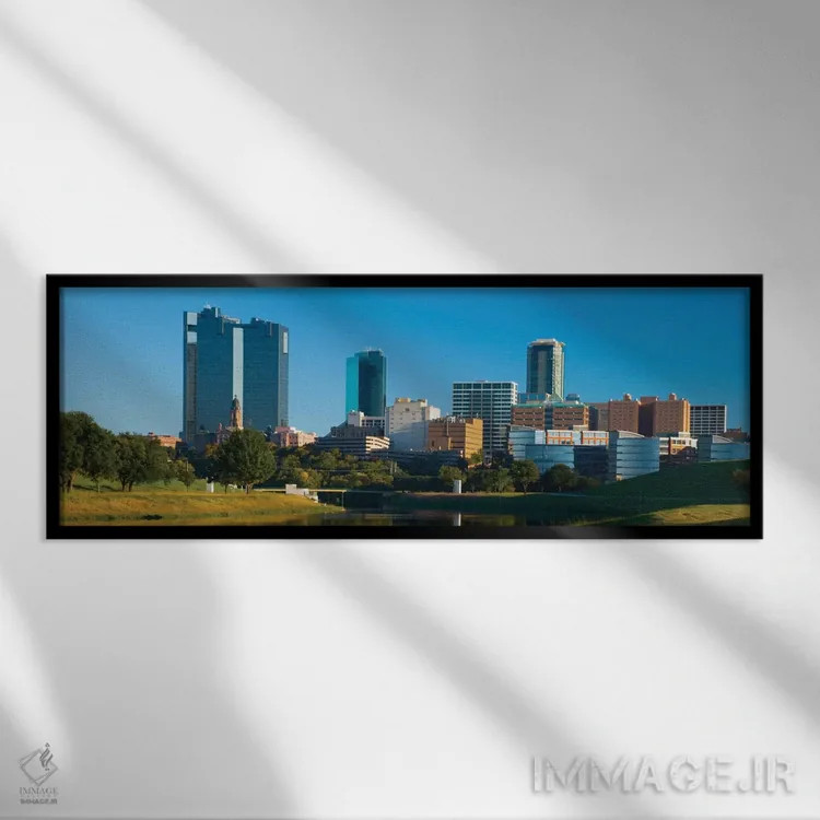 تابلو نمای پانورامای آسماننمای فورت ورث اثر هنرمند ناشناس - نمای قابدار مشکی