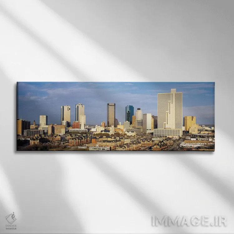تابلو نمای پانورامای آسماننمای فورت ورث اثر هنرمند ناشناس - نمای روبهرو روی دیوار