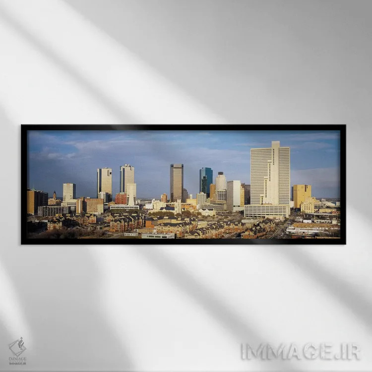 تابلو نمای پانورامای آسماننمای فورت ورث اثر هنرمند ناشناس - نمای قابدار مشکی