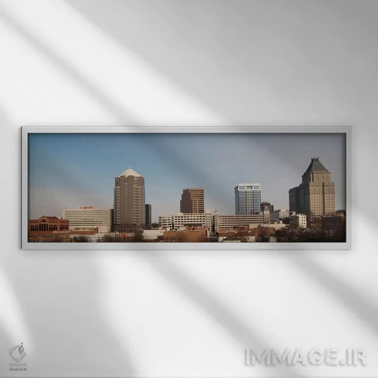 تابلو نمای پانورامای آسماننمای گرینزبورو اثر هنرمند ناشناس - نمای قابدار سفید