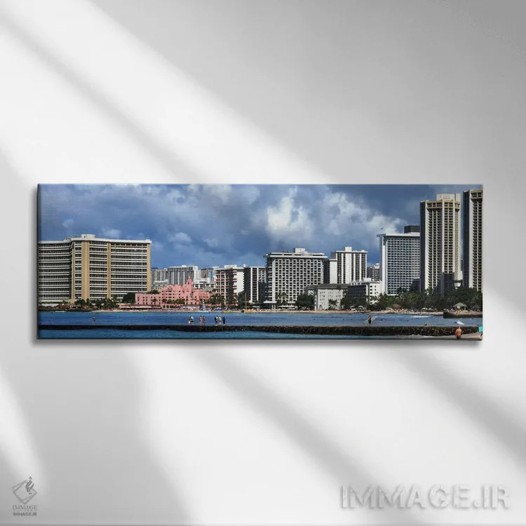 تابلو نمای پانورامای آسماننمای هونولولو اثر هنرمند ناشناس - نمای روبهرو روی دیوار