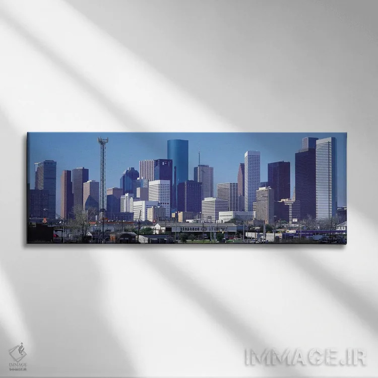 تابلو نمای پانورامای آسماننمای هیوستون اثر هنرمند ناشناس - نمای روبهرو روی دیوار