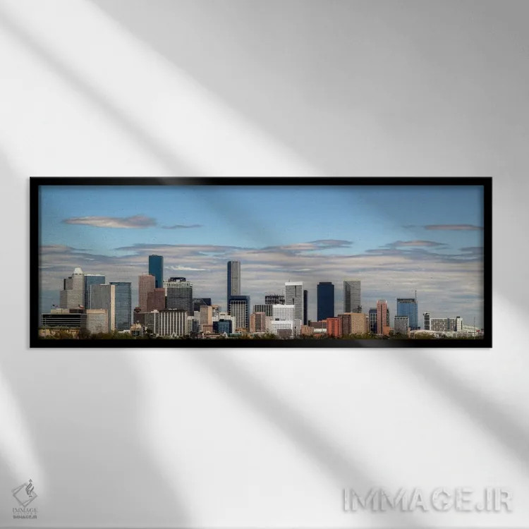 تابلو نمای پانورامای آسماننمای هیوستون اثر هنرمند ناشناس - نمای قابدار مشکی