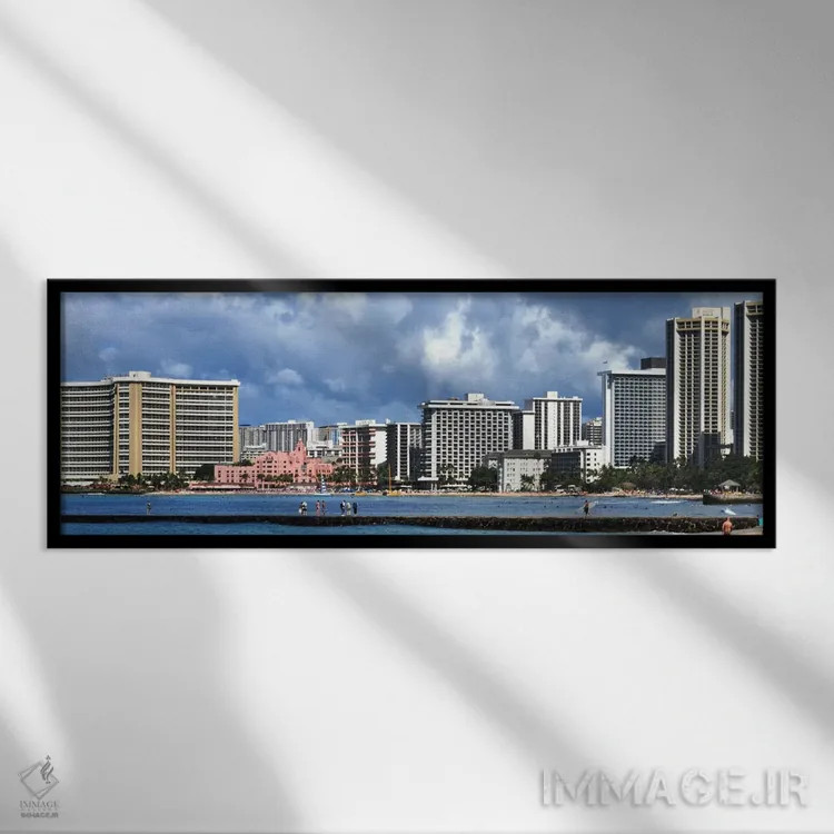 تابلو نمای پانورامای آسماننمای هونولولو اثر هنرمند ناشناس - نمای قابدار مشکی