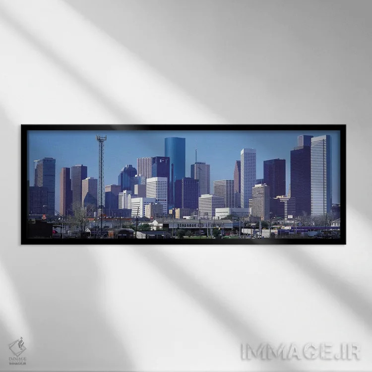 تابلو نمای پانورامای آسماننمای هیوستون اثر هنرمند ناشناس - نمای قابدار مشکی