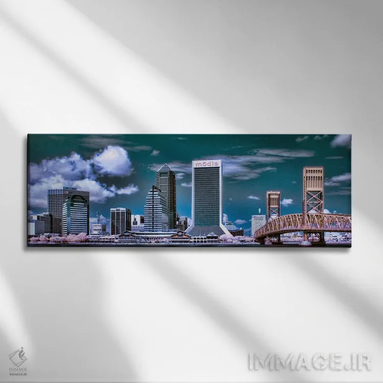 تابلو نمای پانورامای آسماننمای جکسونویل اثر هنرمند ناشناس - نمای روبهرو روی دیوار