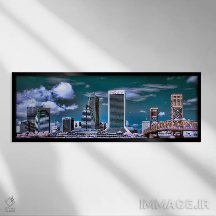 تابلو نمای پانورامای آسماننمای جکسونویل اثر هنرمند ناشناس - نمای قابدار مشکی