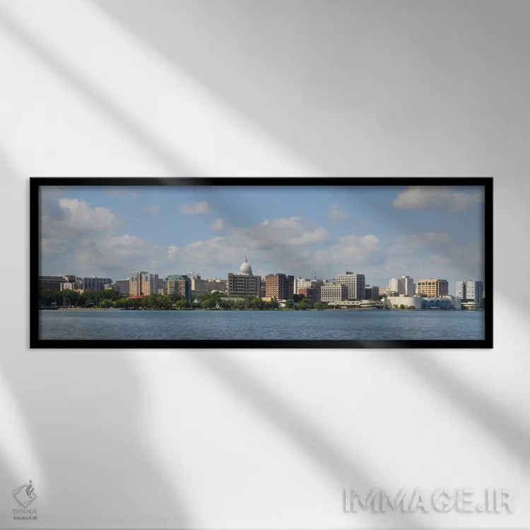 تابلو نمای پانورامای آسماننمای مدیسون اثر هنرمند ناشناس - نمای قابدار مشکی