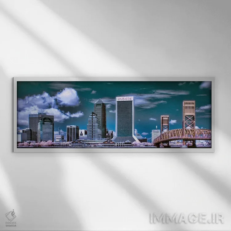 تابلو نمای پانورامای آسماننمای جکسونویل اثر هنرمند ناشناس - نمای قابدار سفید