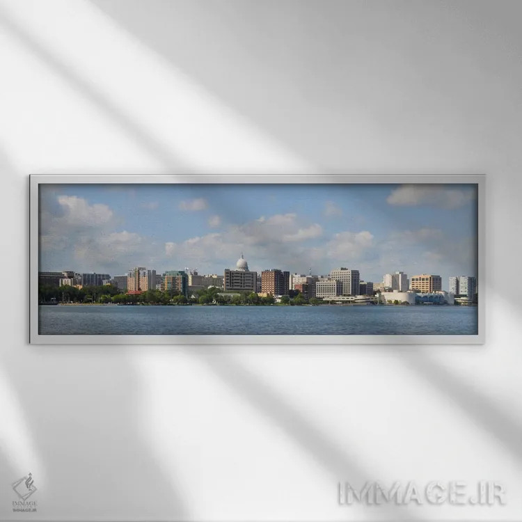 تابلو نمای پانورامای آسماننمای مدیسون اثر هنرمند ناشناس - نمای قابدار سفید