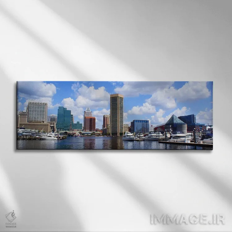 تابلو نمای پانورامای آسماننمای بالتیمور اثر هنرمند ناشناس - نمای روبهرو روی دیوار