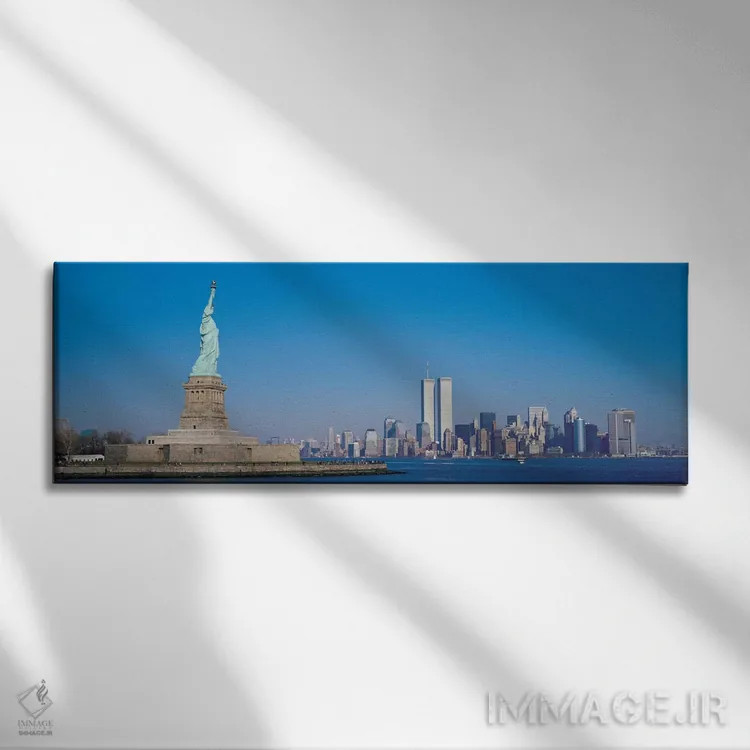 تابلو نمای پانورامای آسماننمای نیویورک اثر هنرمند ناشناس - نمای روبهرو روی دیوار