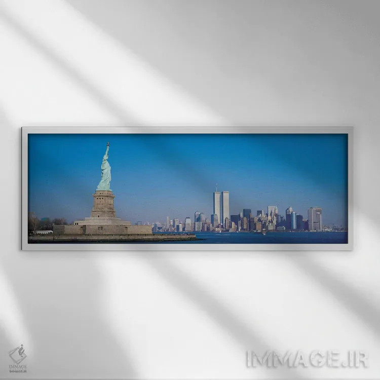 تابلو نمای پانورامای آسماننمای نیویورک اثر هنرمند ناشناس - نمای قابدار سفید